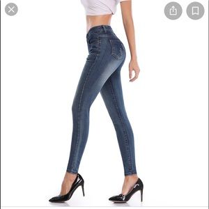 LYSHION Jeans for Women, Slim Pencil Denim Sexy Ripped Cut Jeans  S